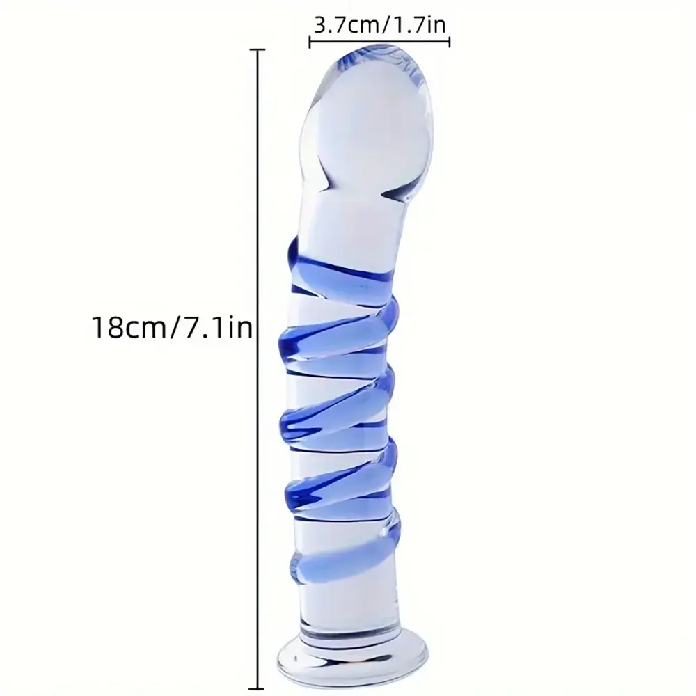 7.1in Spiral Glass Dildo Crystal Penis Adult Sex Toy For Women Men