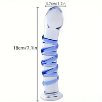 7.1in Spiral Glass Dildo Crystal Penis Adult Sex Toy For Women Men