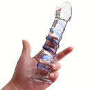 7.1in Spiral Glass Dildo Crystal Penis Adult Sex Toy For Women Men