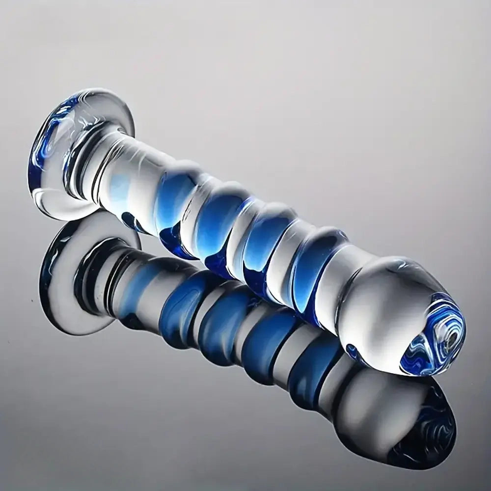 7.1in Spiral Glass Dildo Crystal Penis Adult Sex Toy For Women Men