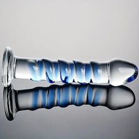 7.1in Spiral Glass Dildo Crystal Penis Adult Sex Toy For Women Men
