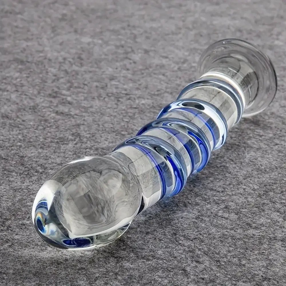 7.1in Spiral Glass Dildo Crystal Penis Adult Sex Toy For Women Men