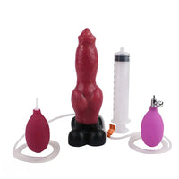 7.24in 9.21in Ejaculating Inflatable Dog Knot Silicone Soft Penis Dildo