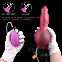 7.24in 9.21in Ejaculating Inflatable Dog Knot Silicone Soft Penis Dildo