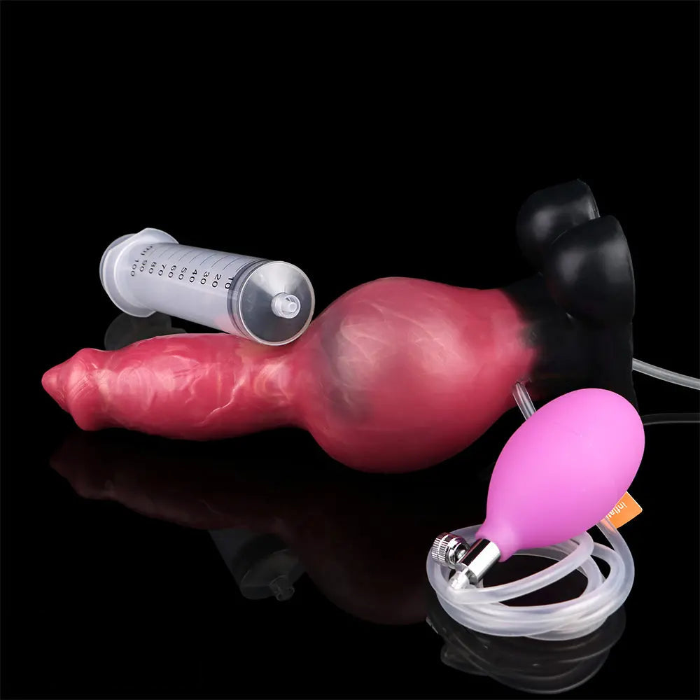 7.24in 9.21in Ejaculating Inflatable Dog Knot Silicone Soft Penis Dildo