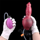 7.24in 9.21in Ejaculating Inflatable Dog Knot Silicone Soft Penis Dildo