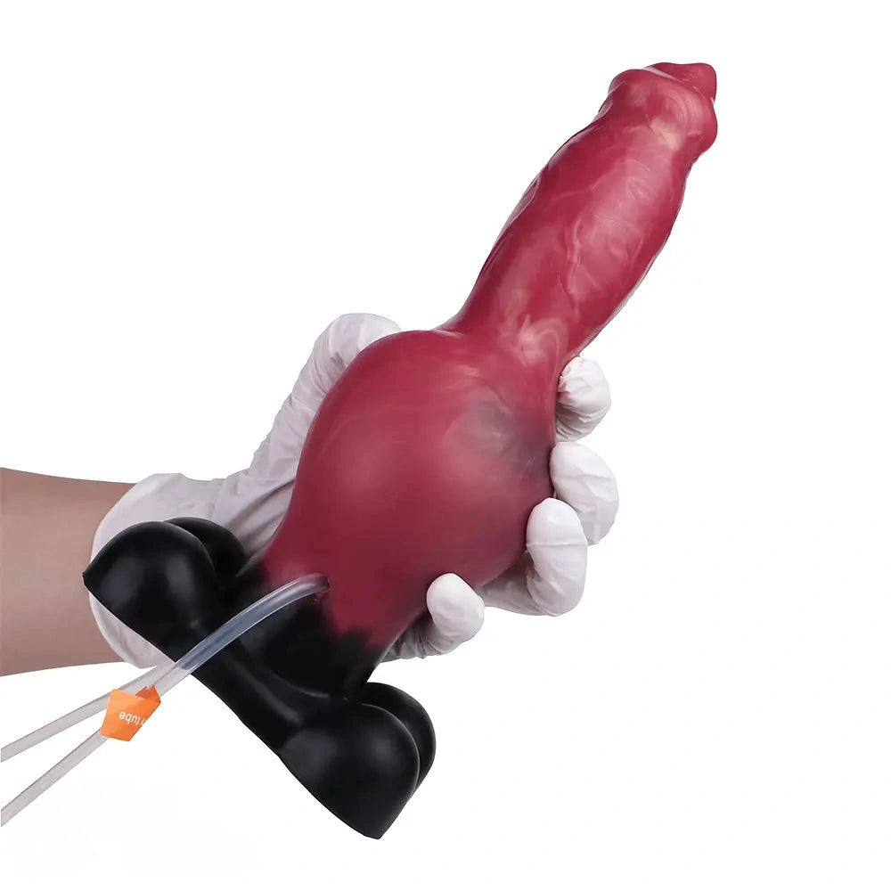 7.24in 9.21in Ejaculating Inflatable Dog Knot Silicone Soft Penis Dildo