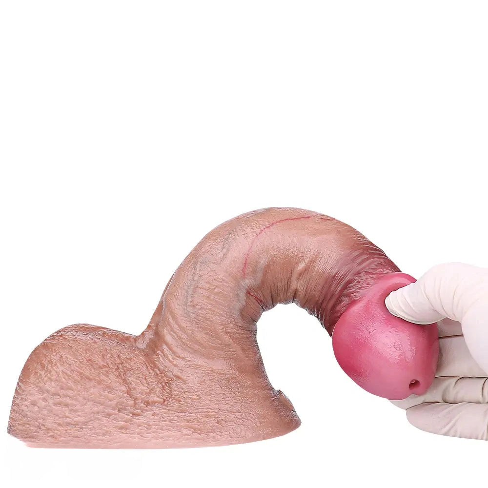 7.24in Double Density Silicone Soft Ejaculating Realistic Simulation Dildo