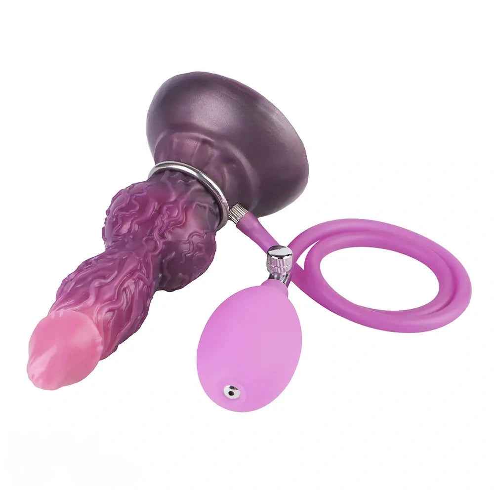 7.24in Fantasy Dog Knot Squeezing Inflatable Alien Penis Dildo For Clit
