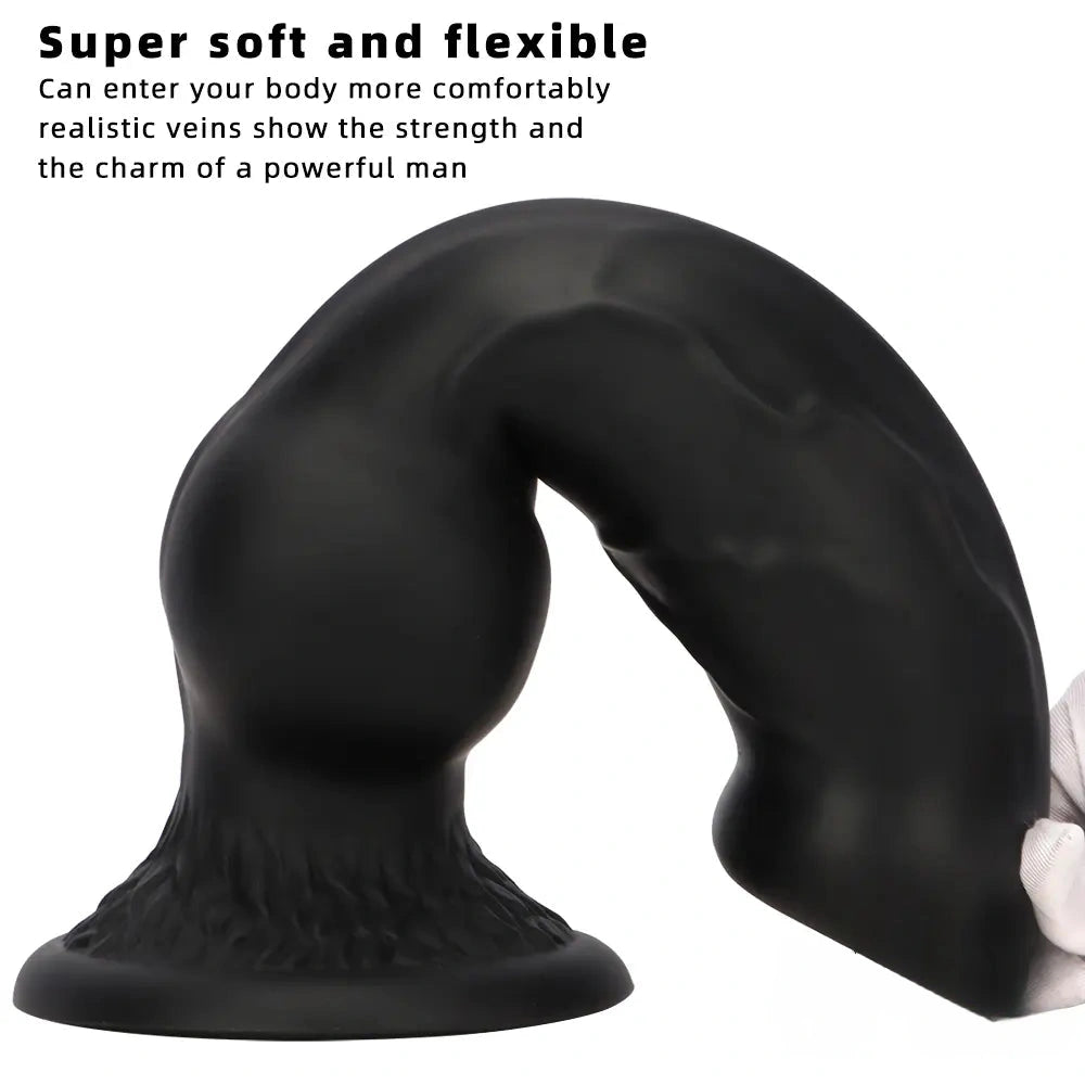 7.28in 7.48in 9.64in 10.62in 13in Big Black Silicone Dog Cock Dildo