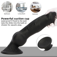 7.28in 7.48in 9.64in 10.62in 13in Big Black Silicone Dog Cock Dildo