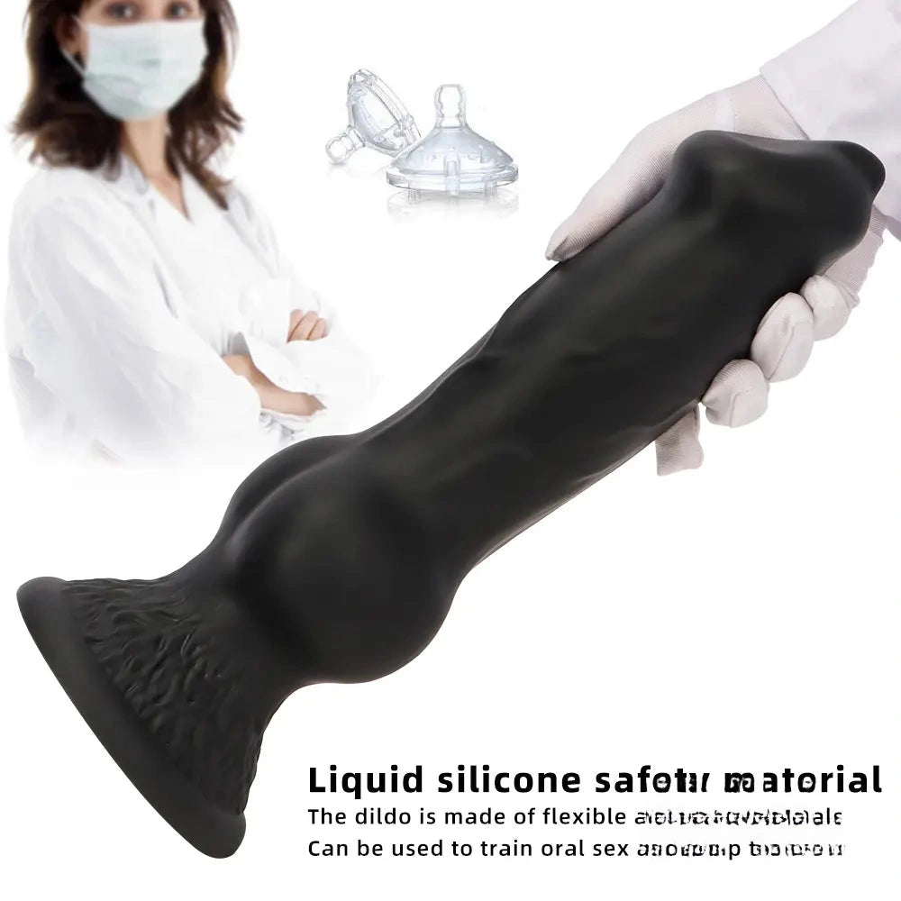 7.28in 7.48in 9.64in 10.62in 13in Big Black Silicone Dog Cock Dildo