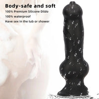 7.28in 7.48in 9.64in 10.62in 13in Big Black Silicone Dog Cock Dildo