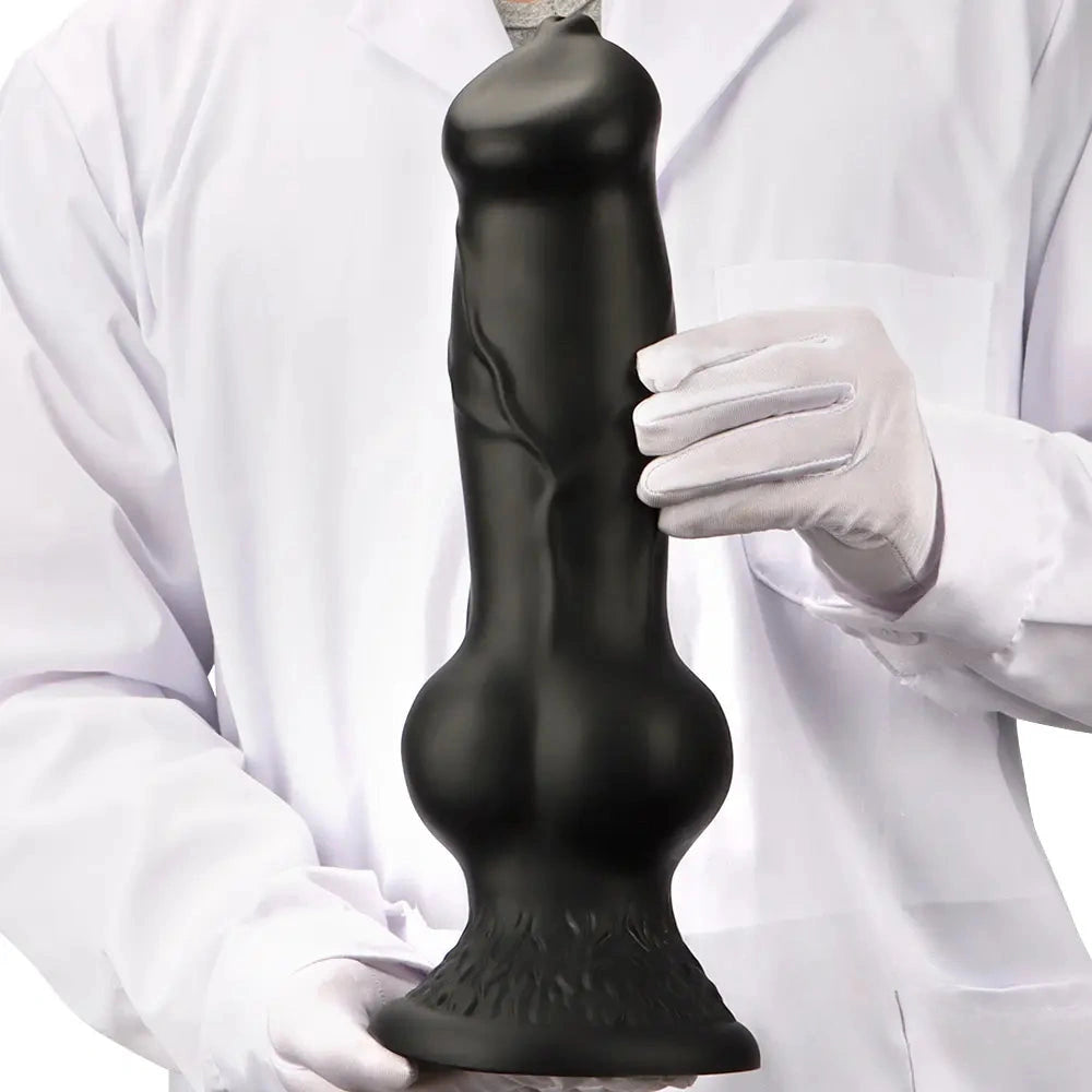 7.28in 7.48in 9.64in 10.62in 13in Big Black Silicone Dog Cock Dildo