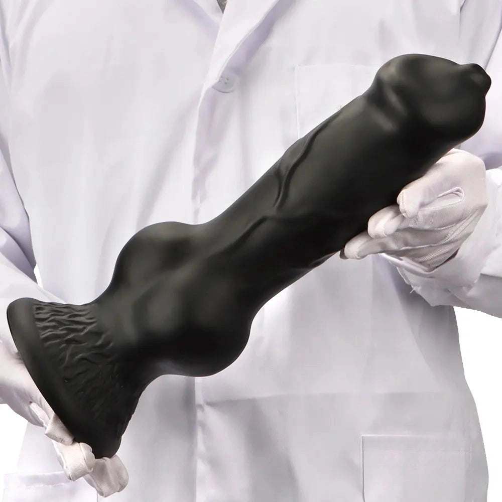 7.28in 7.48in 9.64in 10.62in 13in Big Black Silicone Dog Cock Dildo