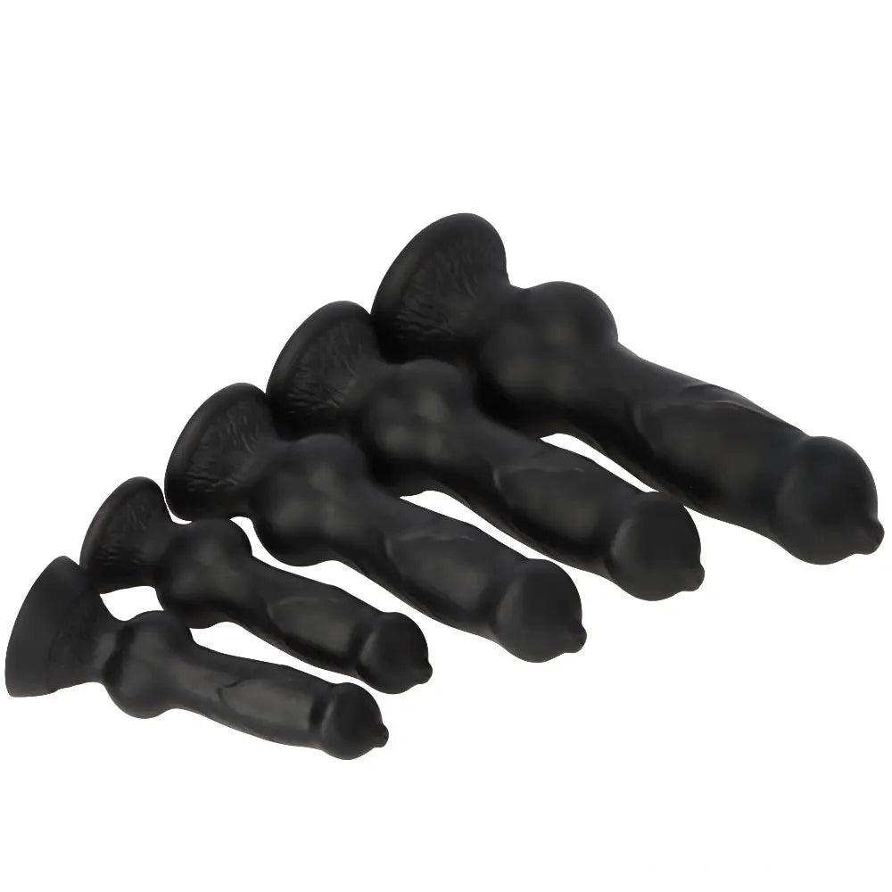 7.28in 7.48in 9.64in 10.62in 13in Big Black Silicone Dog Cock Dildo