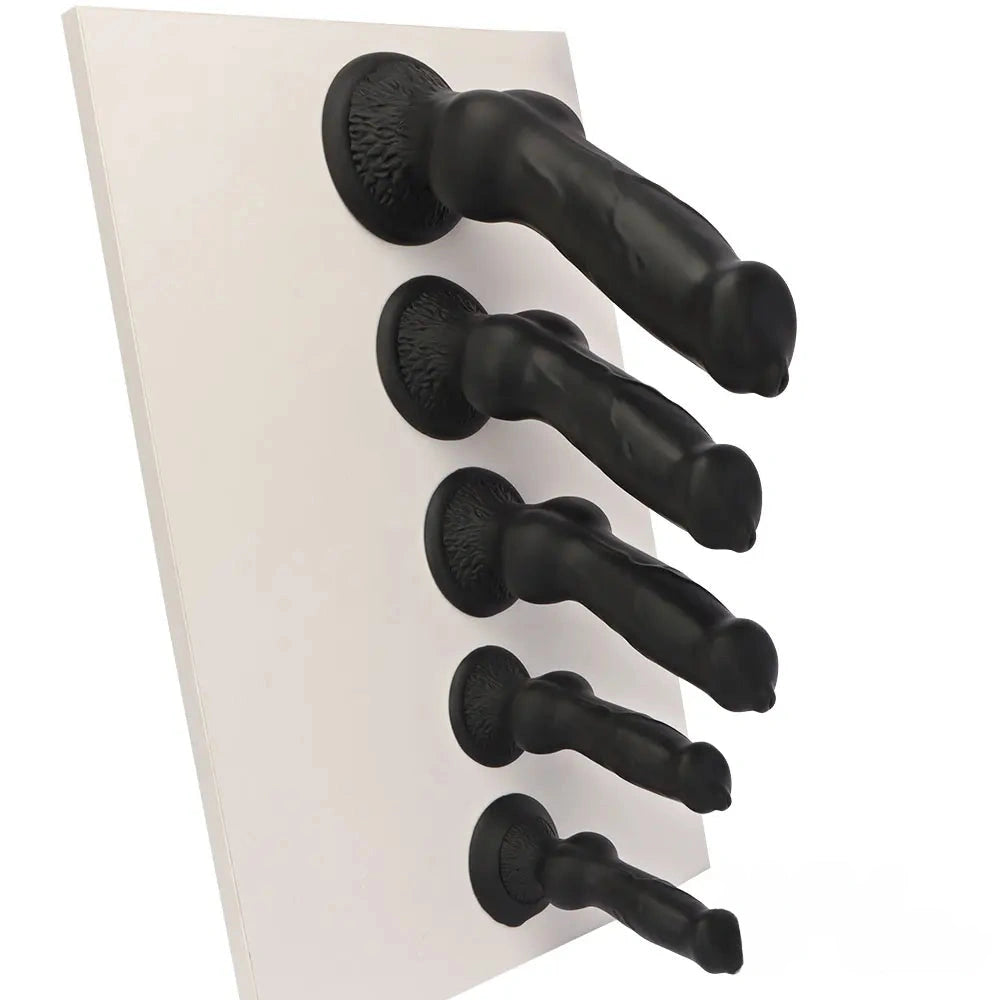 7.28in 7.48in 9.64in 10.62in 13in Big Black Silicone Dog Cock Dildo