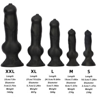 7.28in 7.48in 9.64in 10.62in 13in Big Black Silicone Dog Cock Dildo