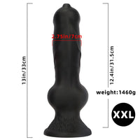 7.28in 7.48in 9.64in 10.62in 13in Big Black Silicone Dog Cock Dildo