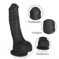 7.28in 8.27in 10.04in Soft Real Ebony Big Looking Silicone G Spot Dildo