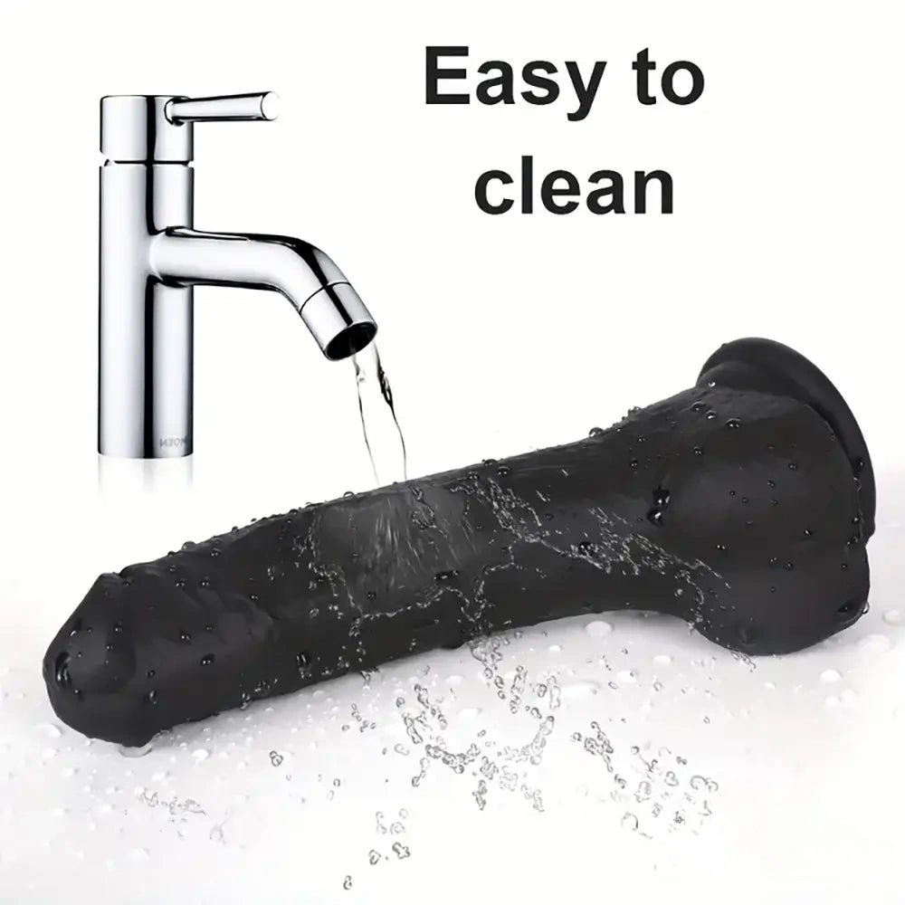 7.28in 8.27in 10.04in Soft Real Ebony Big Looking Silicone G Spot Dildo