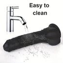 7.28in 8.27in 10.04in Soft Real Ebony Big Looking Silicone G Spot Dildo