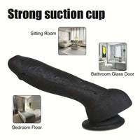 7.28in 8.27in 10.04in Soft Real Ebony Big Looking Silicone G Spot Dildo