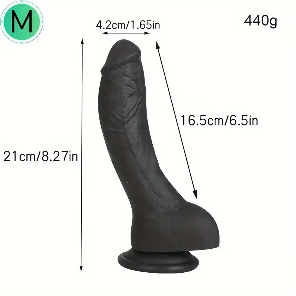 7.28in 8.27in 10.04in Soft Real Ebony Big Looking Silicone G Spot Dildo