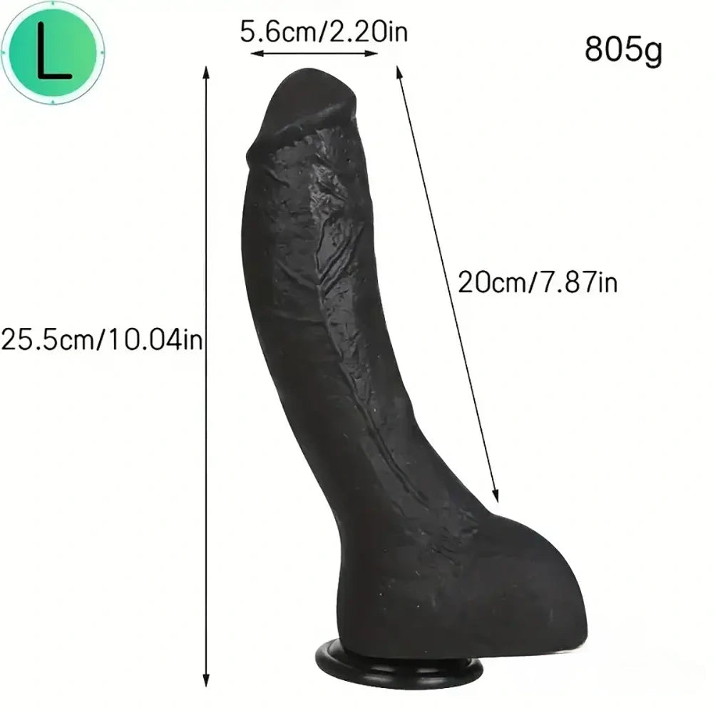 7.28in 8.27in 10.04in Soft Real Ebony Big Looking Silicone G Spot Dildo