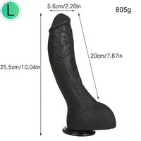 7.28in 8.27in 10.04in Soft Real Ebony Big Looking Silicone G Spot Dildo