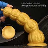 7.28in 8.66in 9.84in Golden Silicone Halloween Pumpkin Anal Alien Dildo