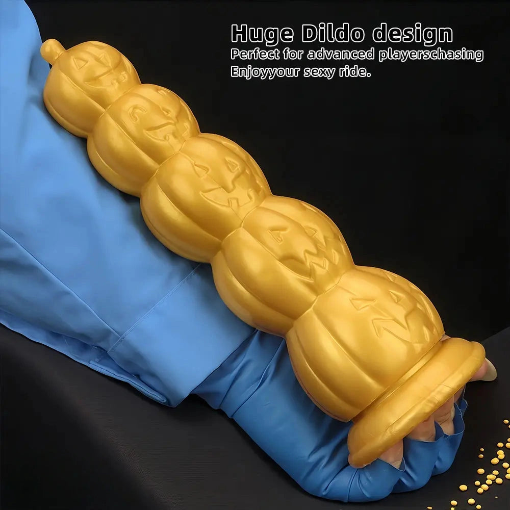 7.28in 8.66in 9.84in Golden Silicone Halloween Pumpkin Anal Alien Dildo