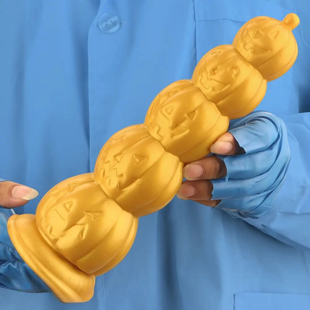 7.28in 8.66in 9.84in Golden Silicone Halloween Pumpkin Anal Alien Dildo