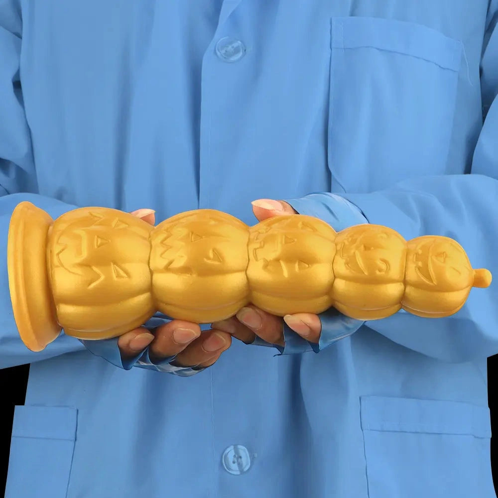 7.28in 8.66in 9.84in Golden Silicone Halloween Pumpkin Anal Alien Dildo