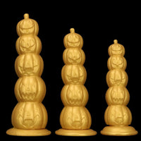 7.28in 8.66in 9.84in Golden Silicone Halloween Pumpkin Anal Alien Dildo