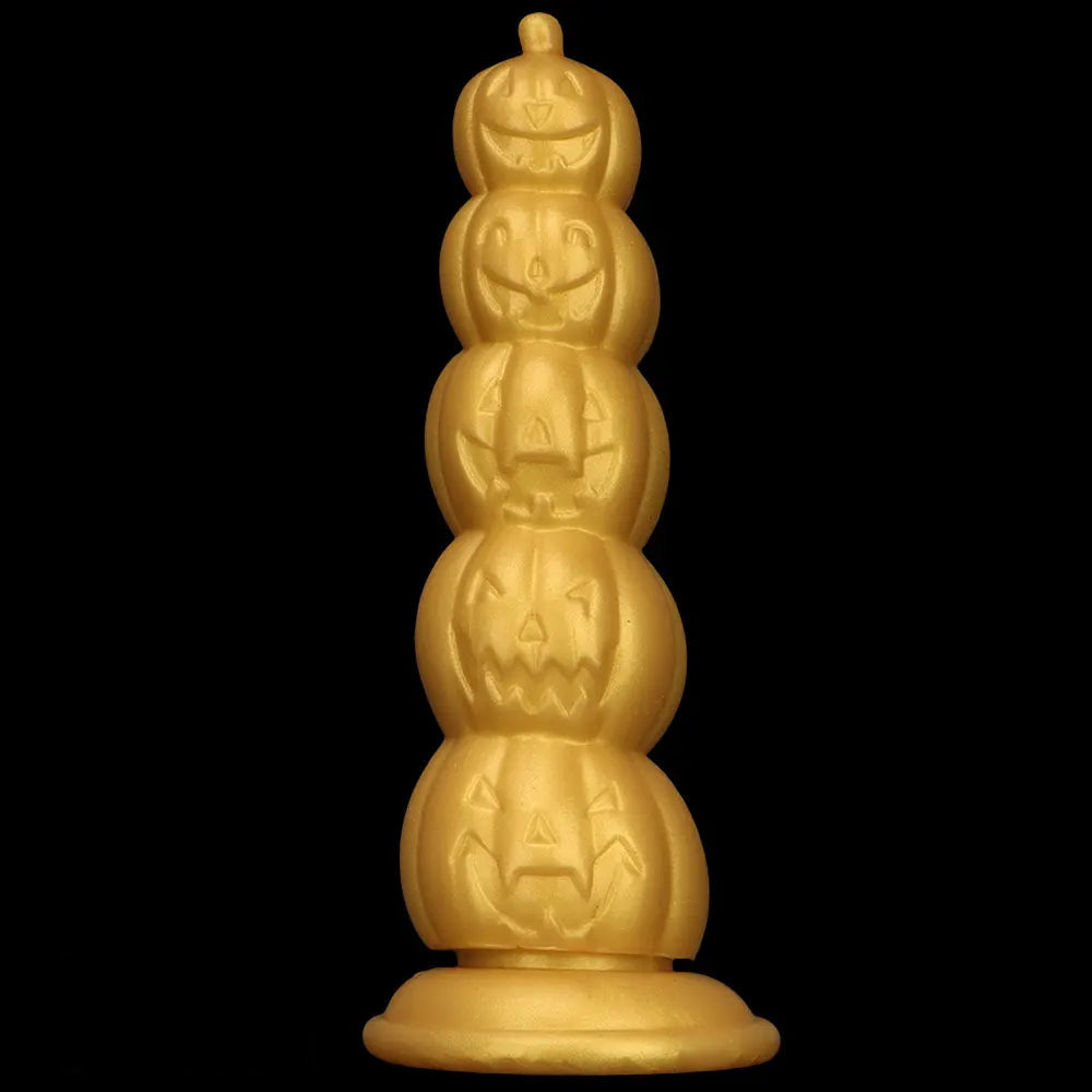 7.28in 8.66in 9.84in Golden Silicone Halloween Pumpkin Anal Alien Dildo