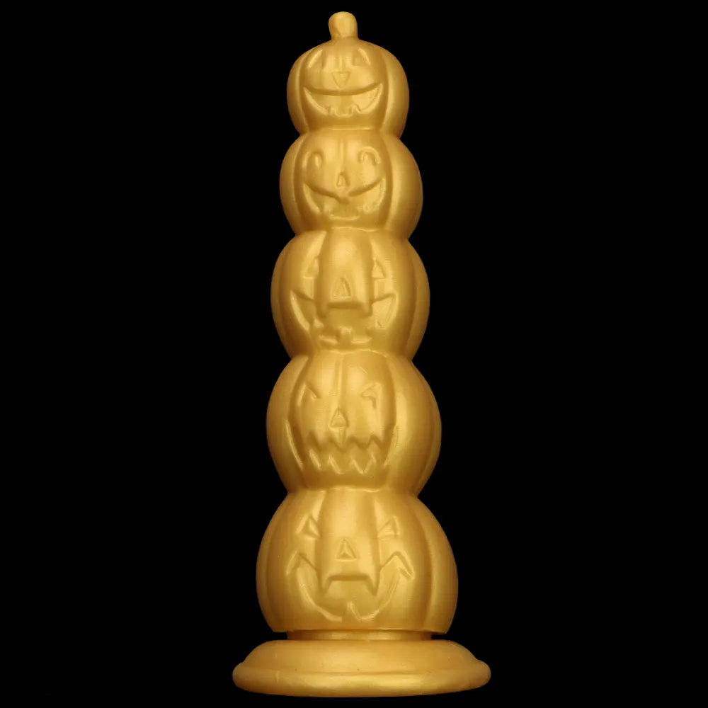 7.28in 8.66in 9.84in Golden Silicone Halloween Pumpkin Anal Alien Dildo