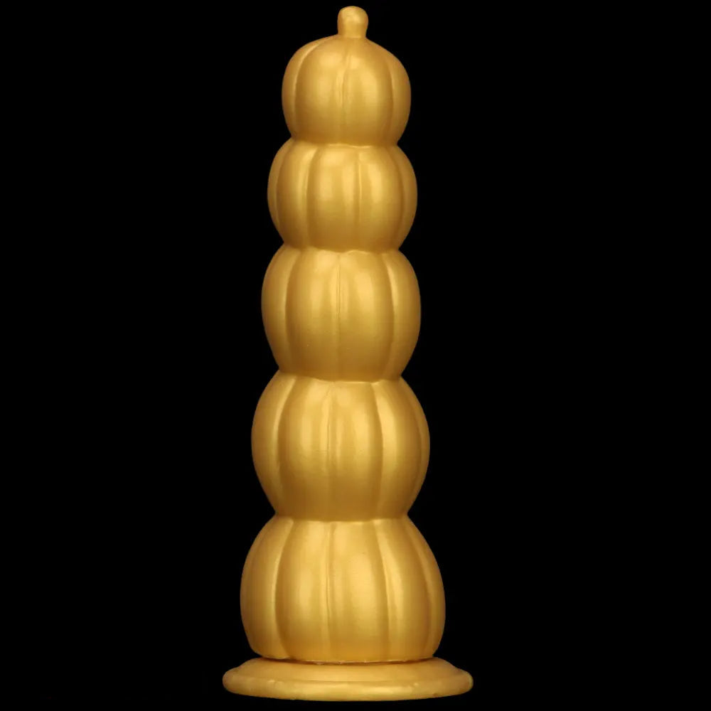 7.28in 8.66in 9.84in Golden Silicone Halloween Pumpkin Anal Alien Dildo