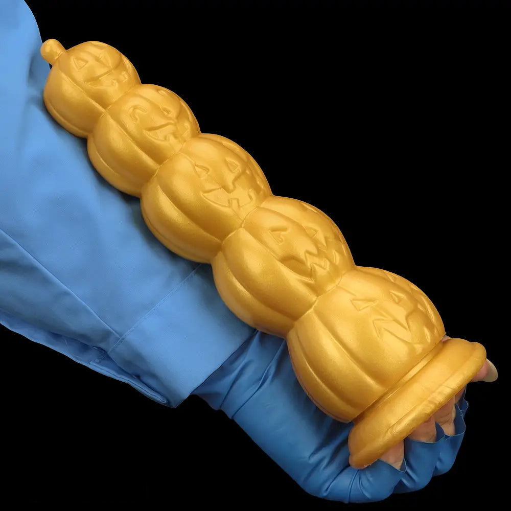 7.28in 8.66in 9.84in Golden Silicone Halloween Pumpkin Anal Alien Dildo