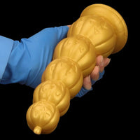 7.28in 8.66in 9.84in Golden Silicone Halloween Pumpkin Anal Alien Dildo