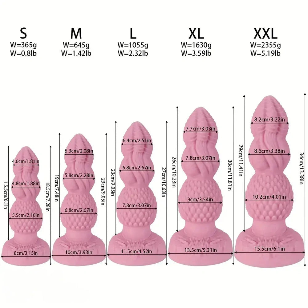 7.28in 9.05in 10.63in 11.81in 13.38in Fantasy Silicone Soft Anal Plug Dildo