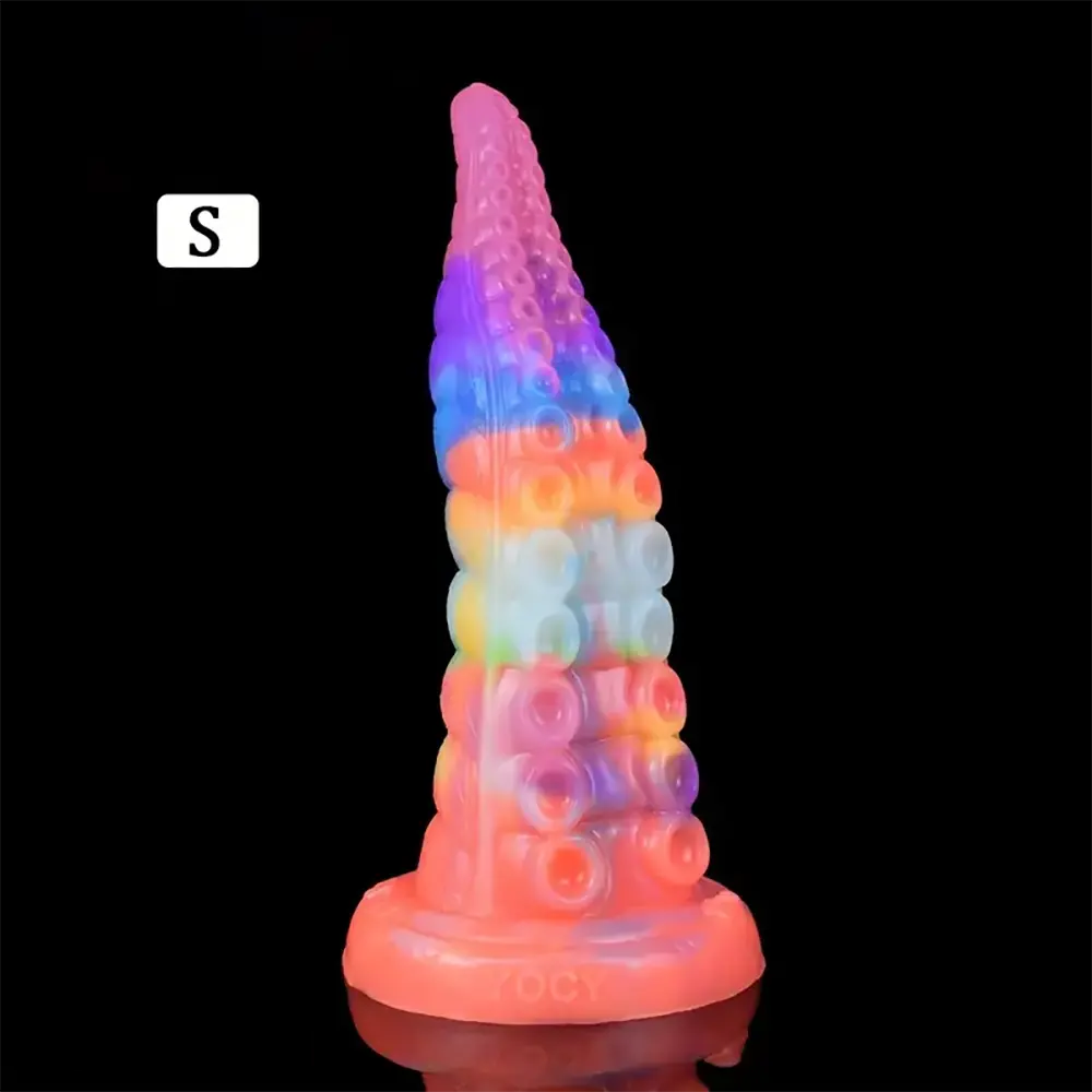 7.28in 9.05in Tentacle Colorful Luminous Liquid Silicone Fantasy Dildo