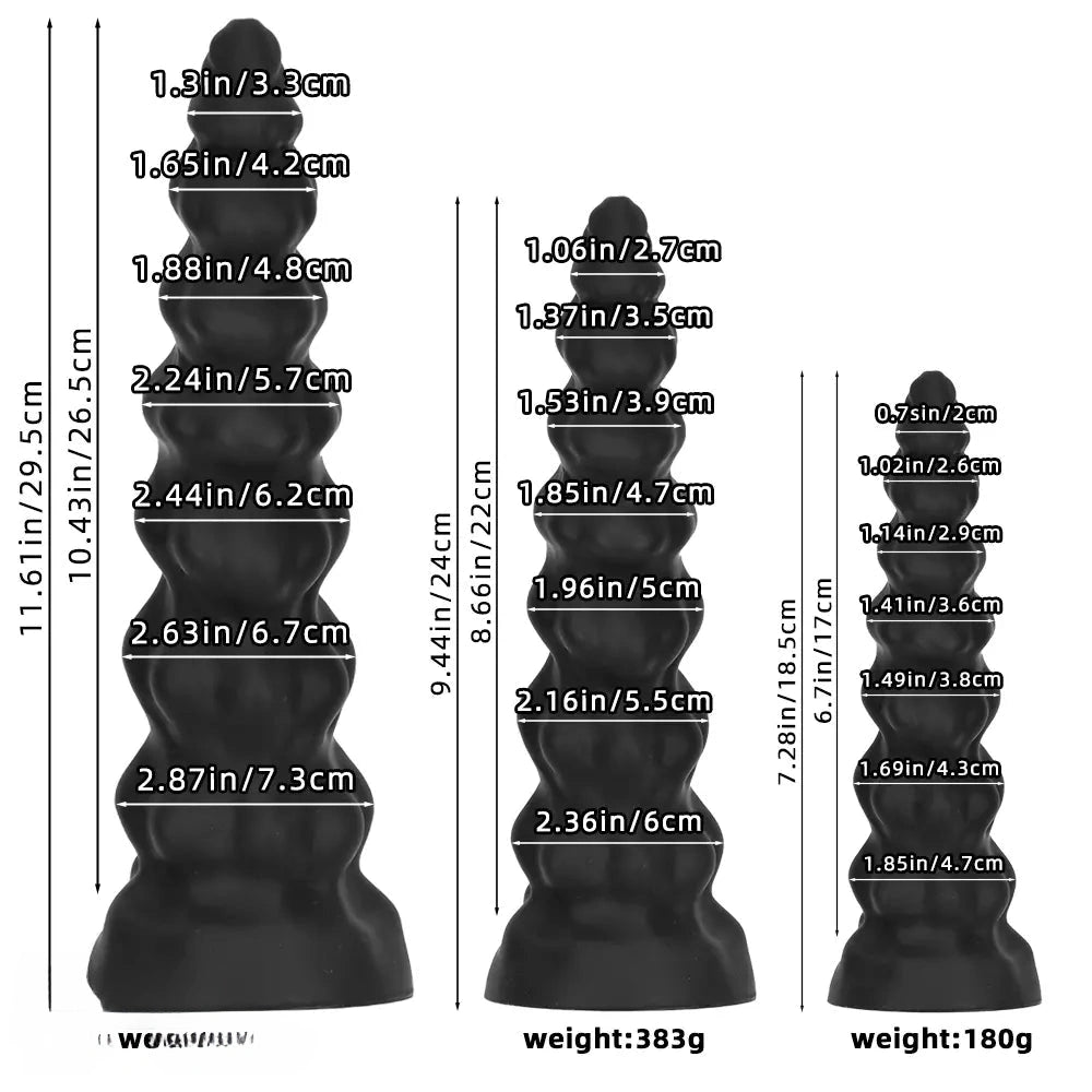 7.28in 9.44in 11.61in Black Big Fantasy Odd Silicone Soft Dildo For Women