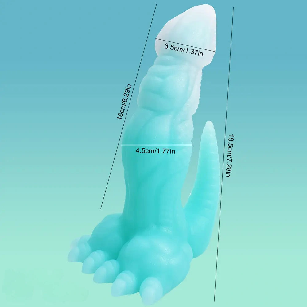 7.28in 9.44in Dinosaur Luminous Monster Soft Silicone Female Dildo