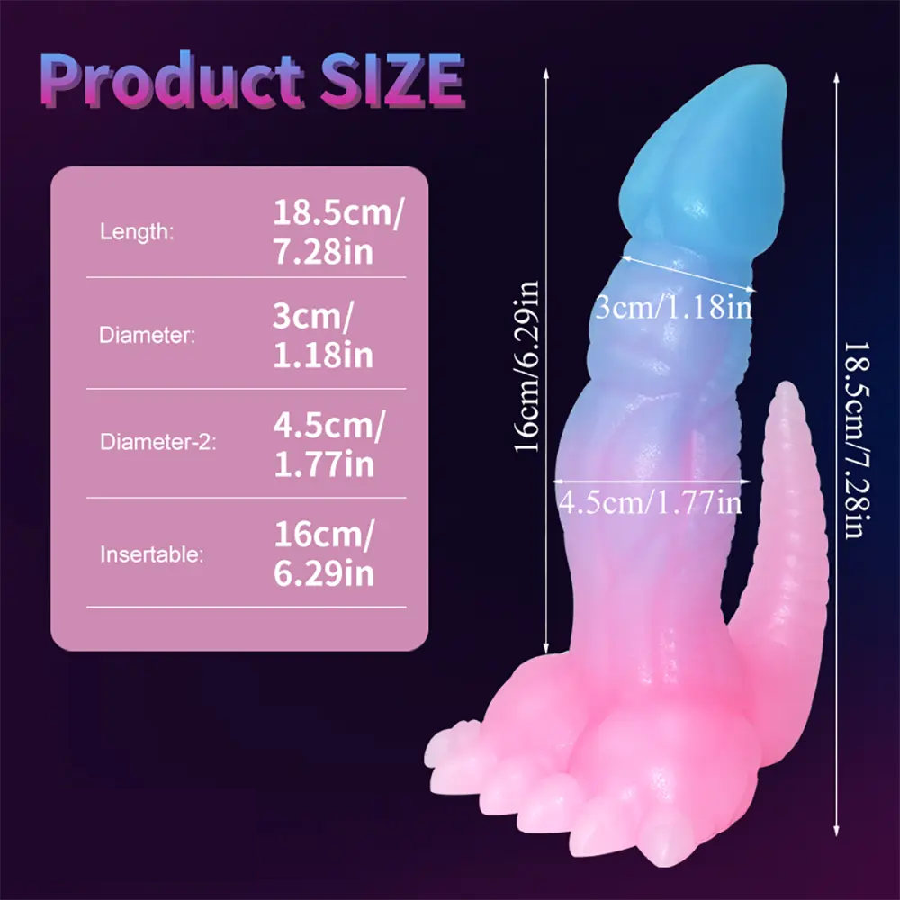 7.28in 9.44in Dinosaur Luminous Monster Soft Silicone Female Dildo