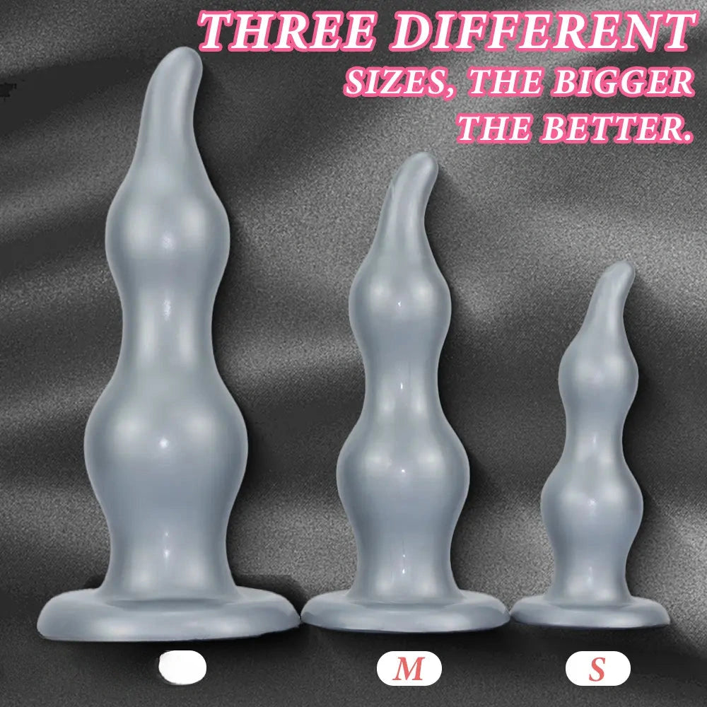 7.28in 9.84in 11.81in Silicone Soft Anal Plug Dildo Clitoris Vaginal Masturbator