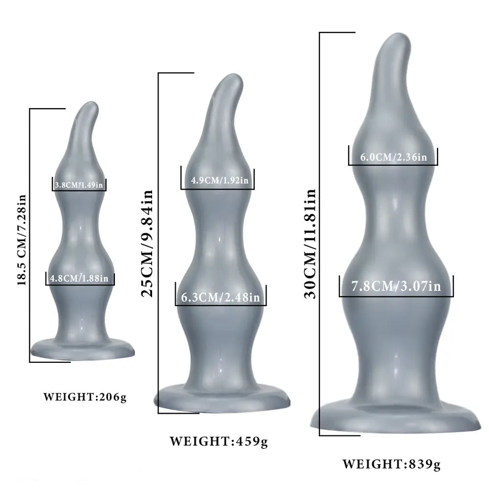 7.28in 9.84in 11.81in Silicone Soft Anal Plug Dildo Clitoris Vaginal Masturbator