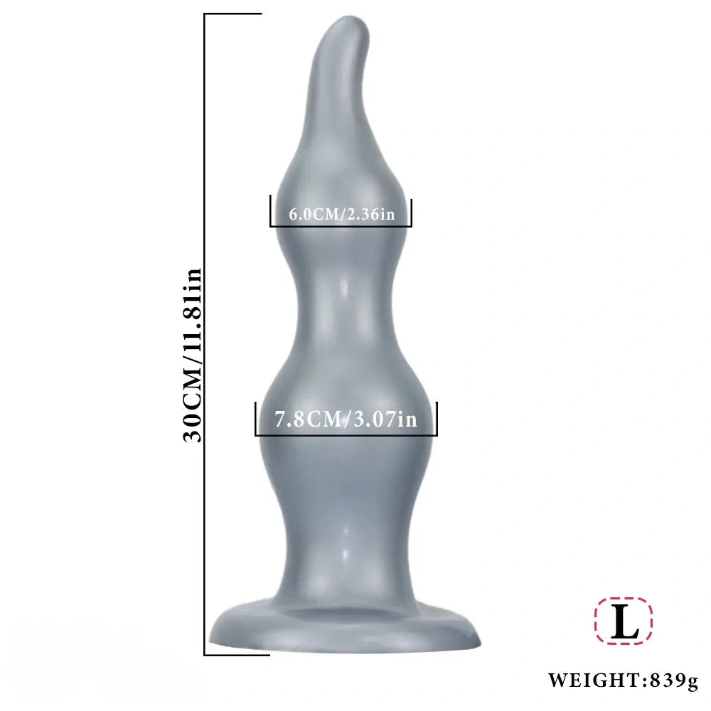 7.28in 9.84in 11.81in Silicone Soft Anal Plug Dildo Clitoris Vaginal Masturbator