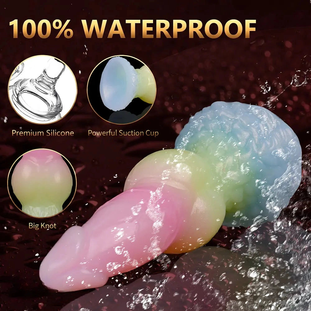 7.28in Dog Knot Silicone Soft Dildo Female Pleasure Sex Toy For Couples