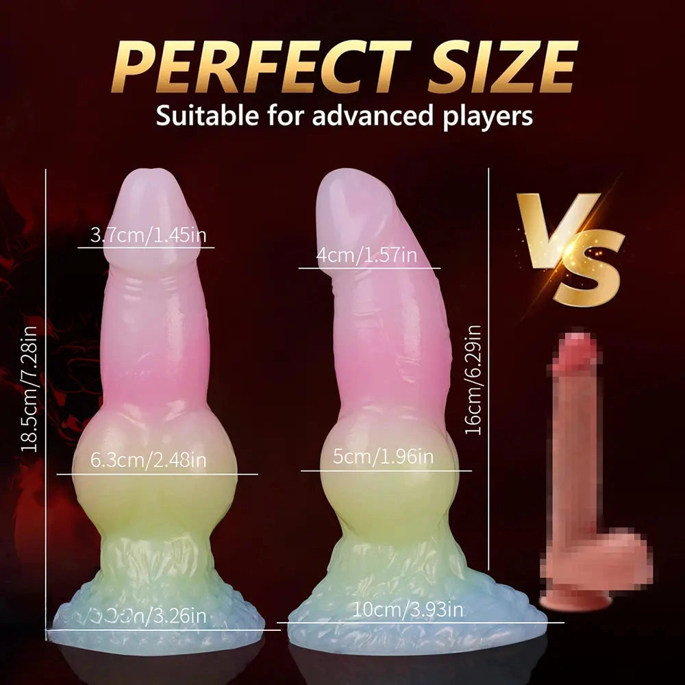 7.28in Dog Knot Silicone Soft Dildo Female Pleasure Sex Toy For Couples